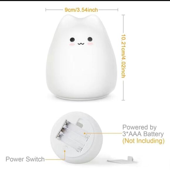 Silicone Little White Kitty Cat Color Changing Nightlight - Picture 4 of 4